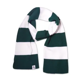 Striped Knit Scarf (Green & White)