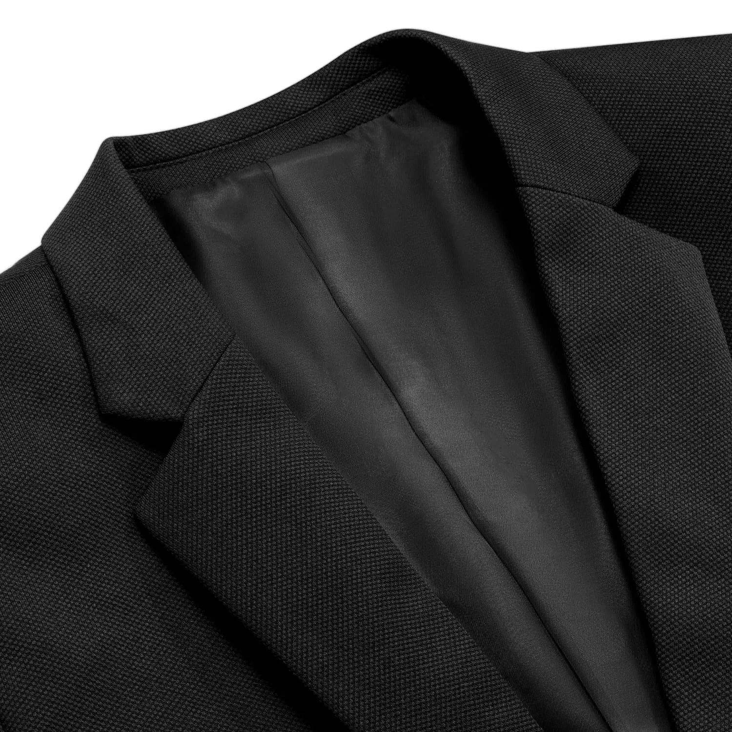 Ties2you Knit Dress Suit Pure Black Solid Notched Collar Silk Suit for Men