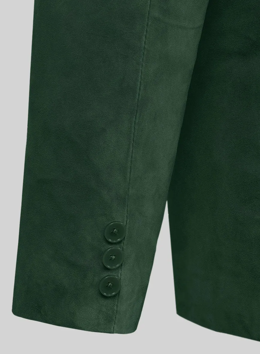 Timber Green Suede Leather Pea Coat