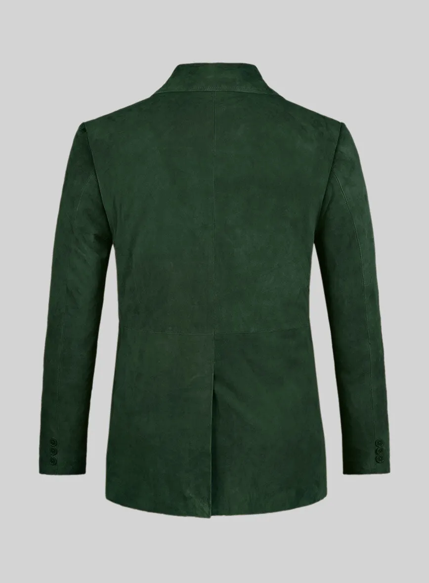 Timber Green Suede Leather Pea Coat