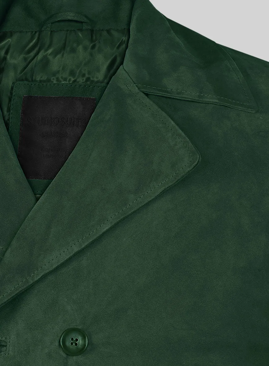 Timber Green Suede Leather Pea Coat