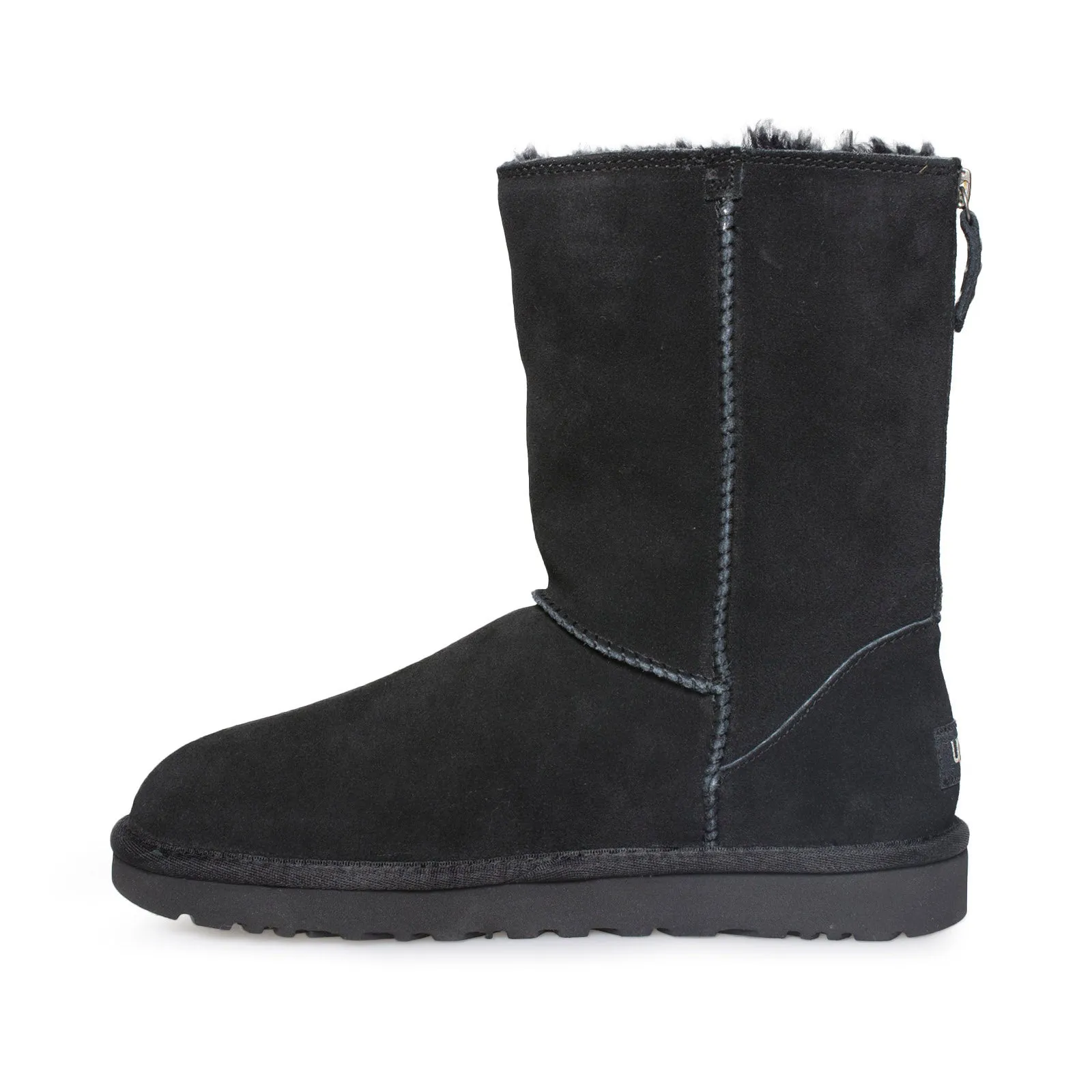 UGG Classic Short Zip Suede Black Boots