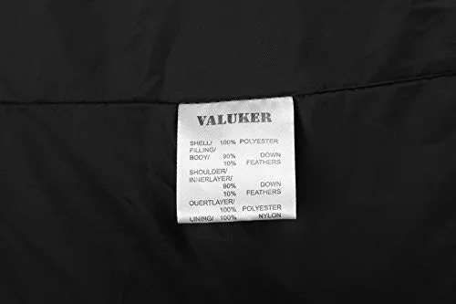 Valuker Women's Down Coat With Fur Hood 90D Parka Puffer Jacket 57-Black-L