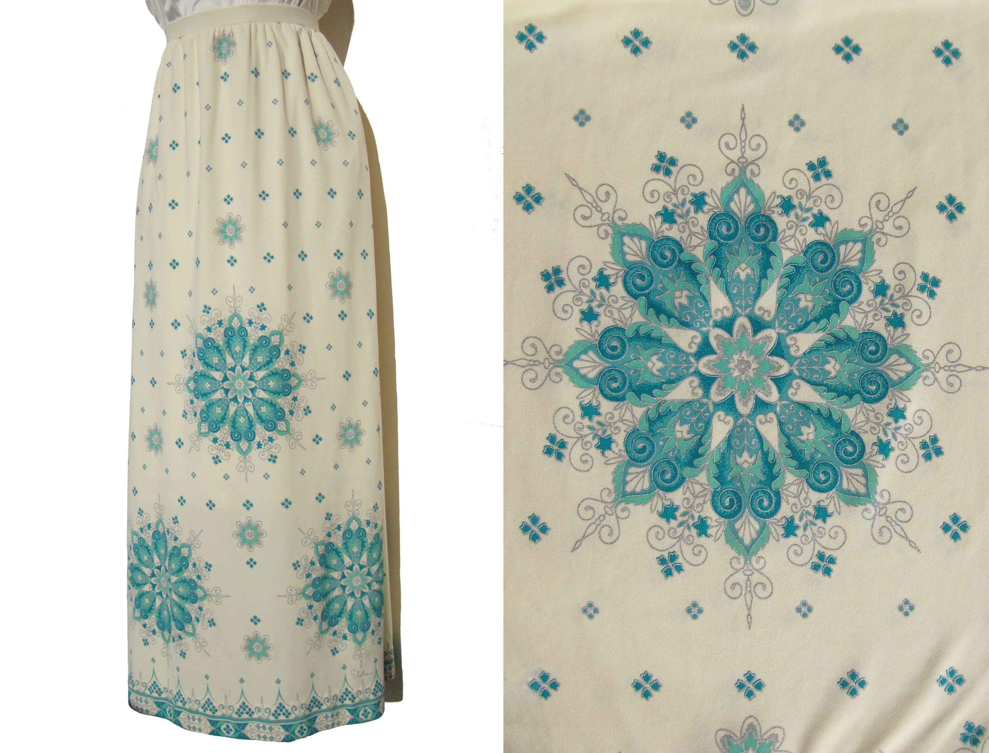 Vintage 70s Shaheen Skirt Mandala Maxi M