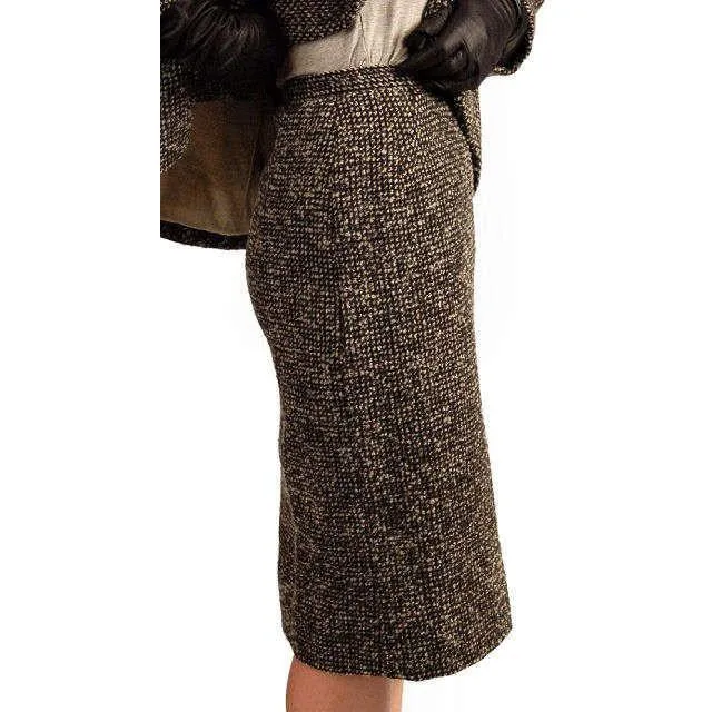 Vintage Tweed Suit Pencil Skirt 1940S Salt & Pepper Wool/ Mohair Wilma Small