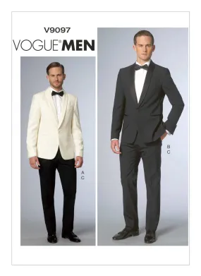 Vogue Pattern V9097 Men's Shawl Collar Tuxedo Suit - Jackets & Trousers