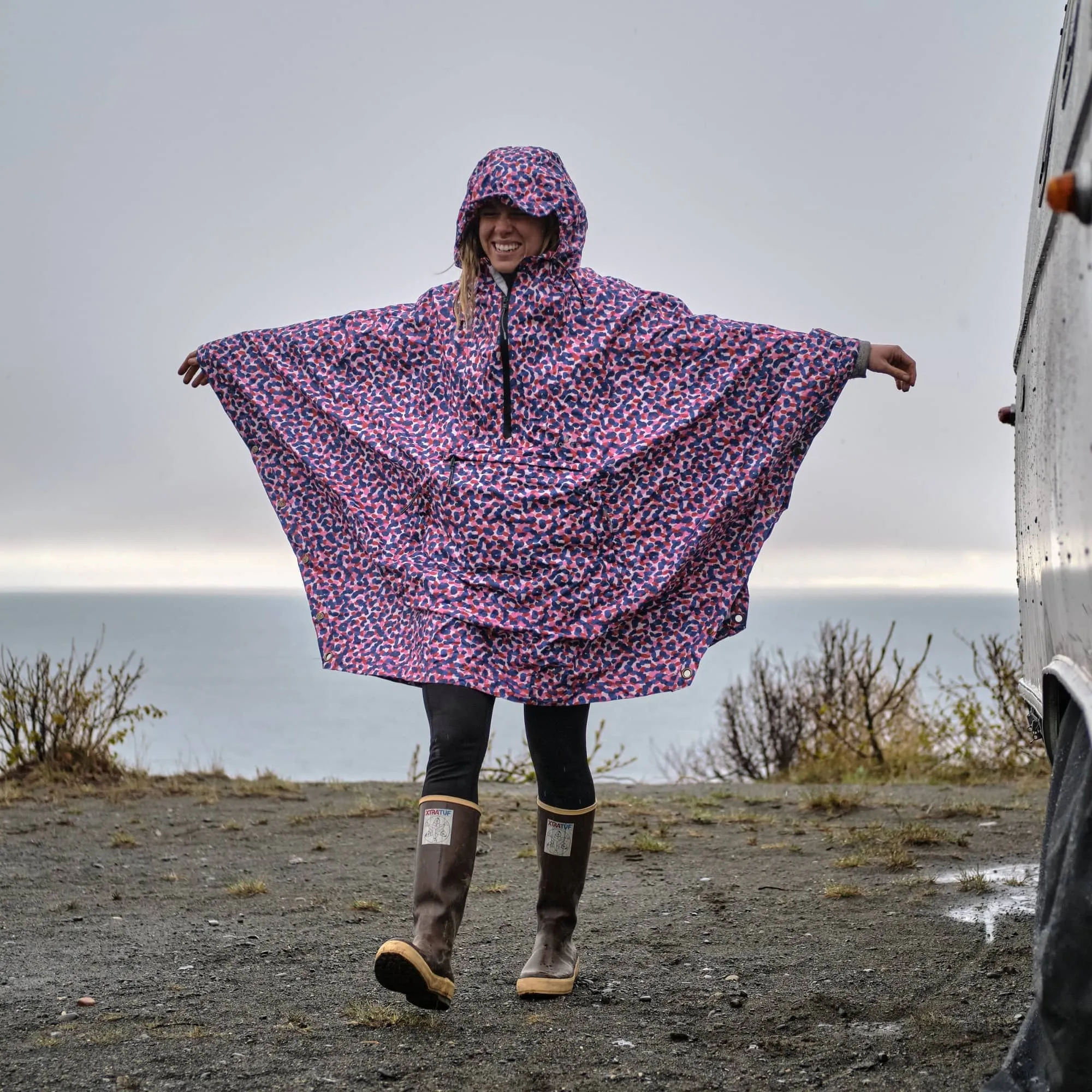 VOITED Rain Poncho - Water-Resistant & Packable - Confetti