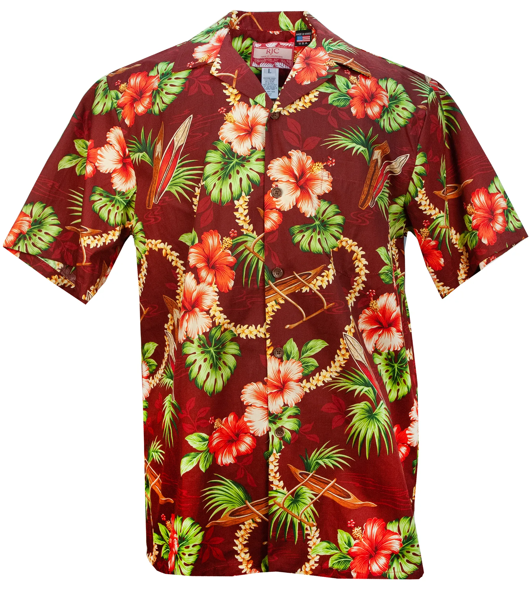 Wave Riders Mens Hawaiian Shirt in Red