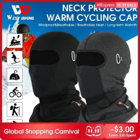 WEST BIKING Cycling Cap Winter Warm Running Scarf Balaclava Velvet Bike Full Face Cover Headwear Climbing Fishing Skating Hat