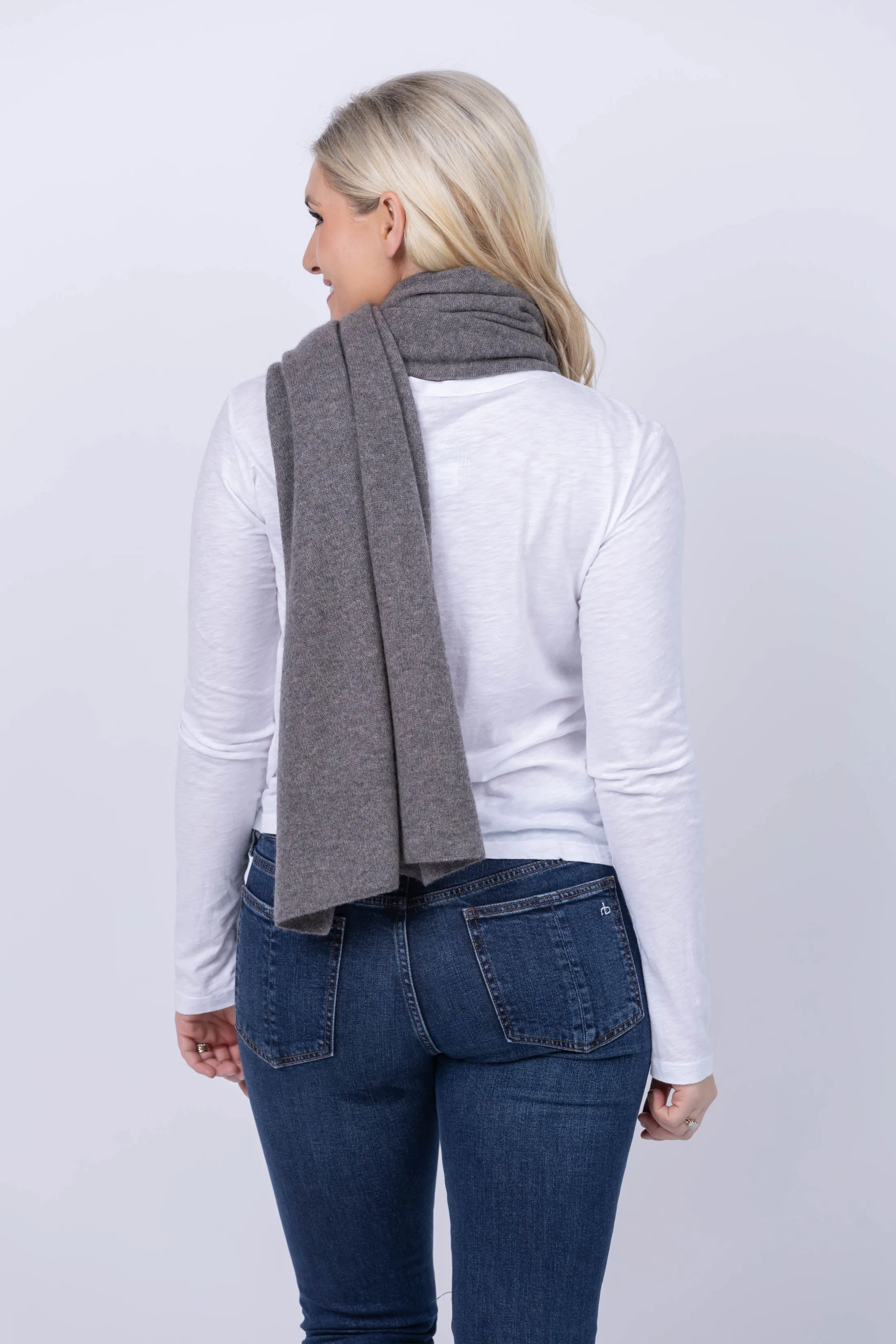 White   Warren Cashmere Scarf in Driftwood Heather