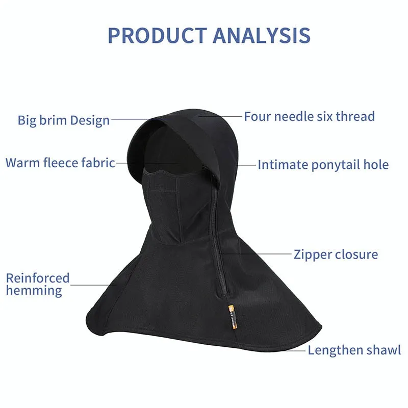 Winter Big Brim Headgear Motorcycle Cycling Balaclava Hood Warm Fleece Windproof Ski Fishing Women Men Bike Hat Cap