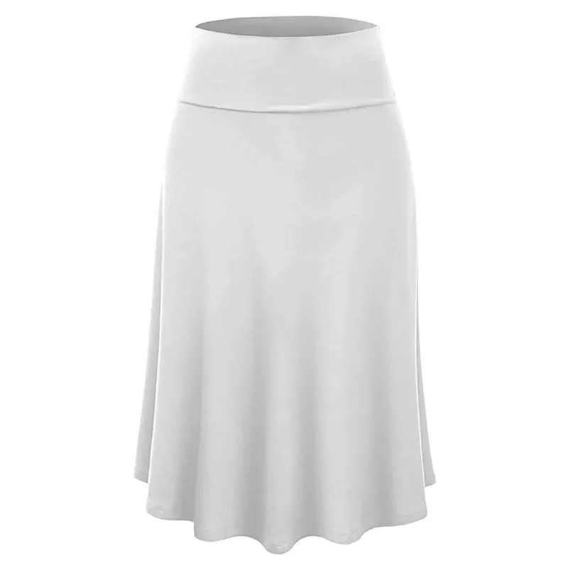 Women's Fold Over A-Line Midi Knee Length Flare Skirt