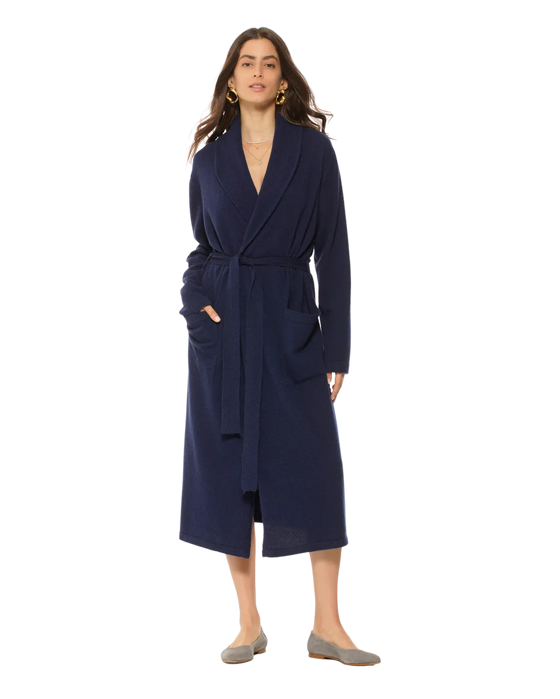 Women's Pure Cashmere Knit Robe Blue