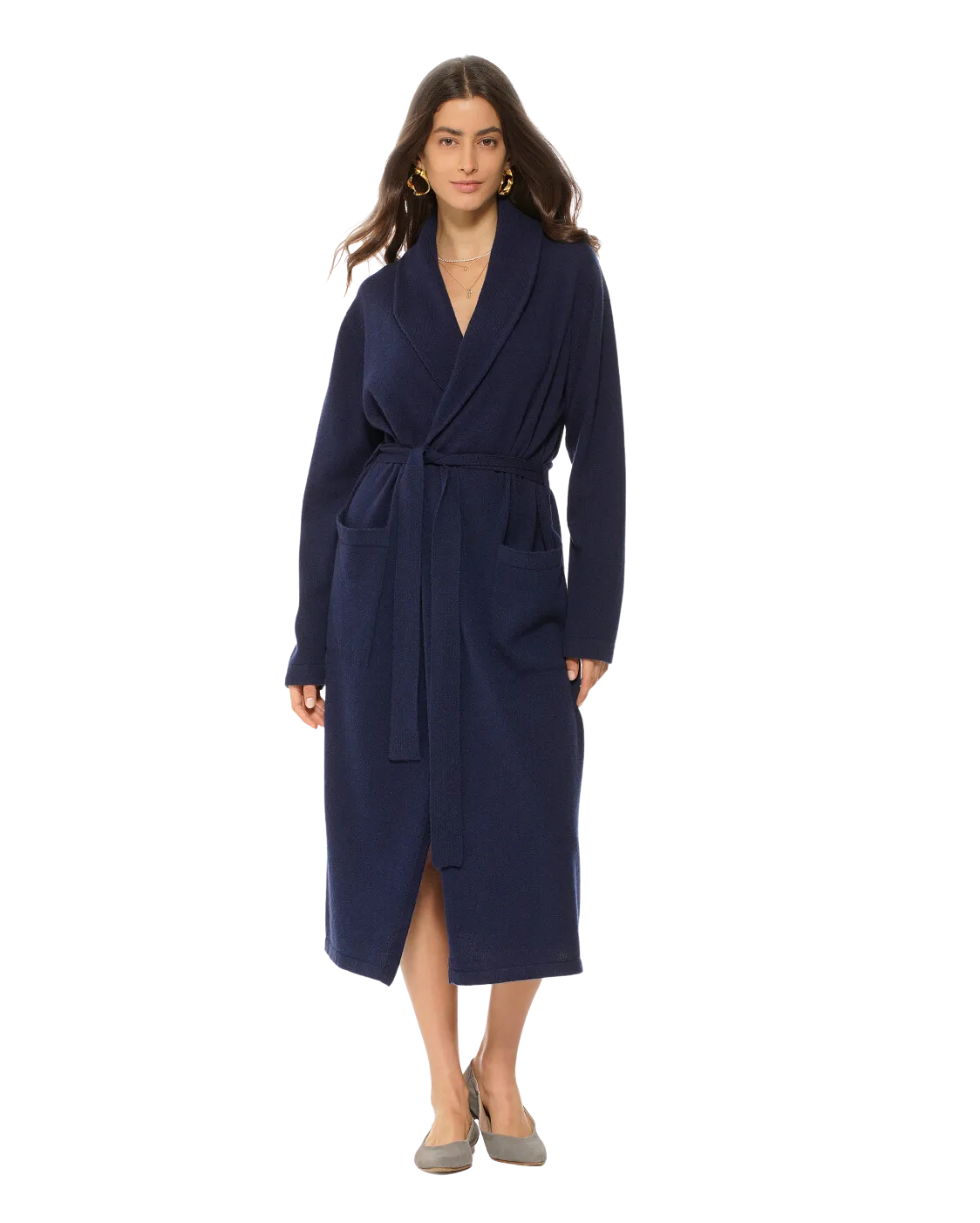 Women's Pure Cashmere Knit Robe Blue