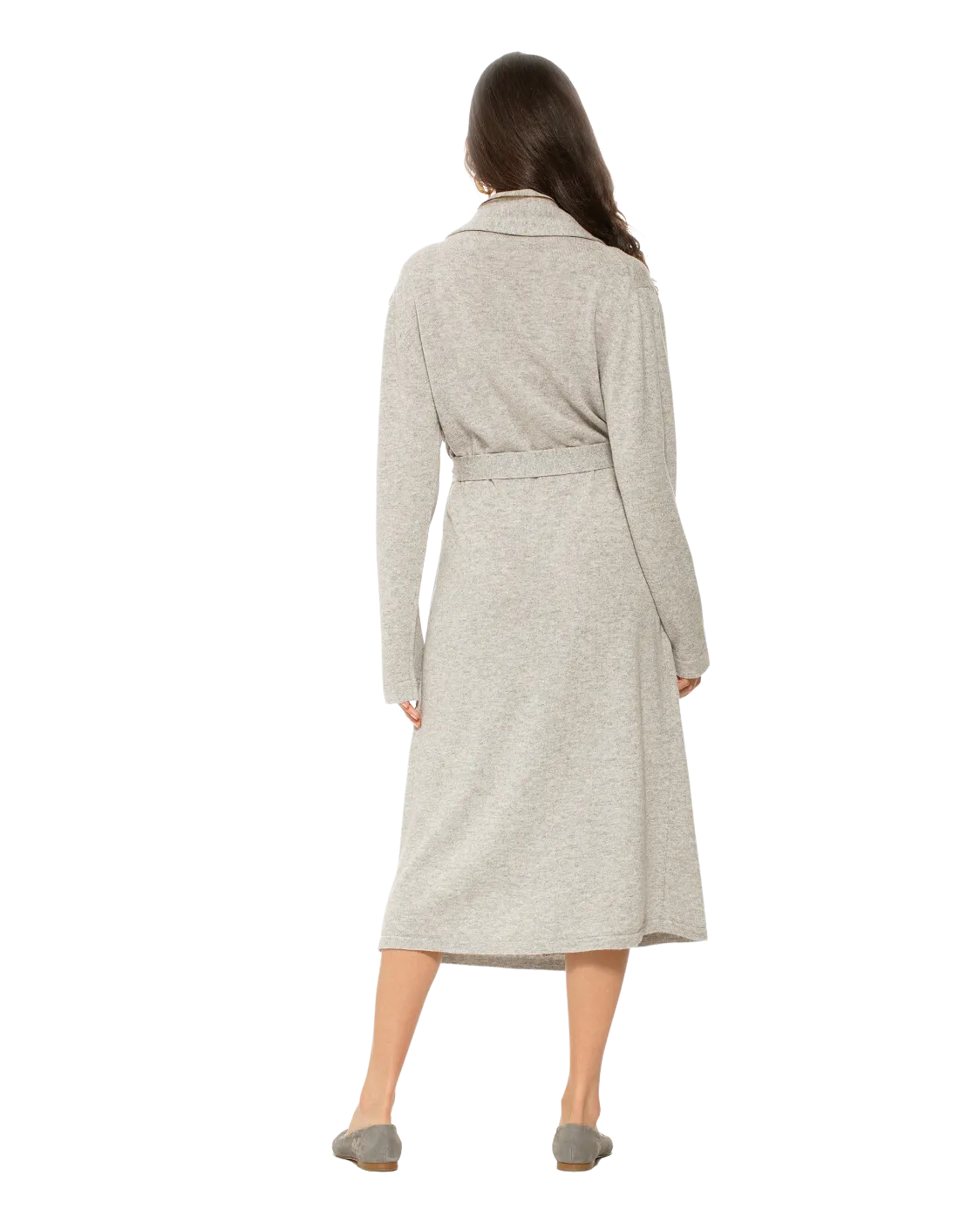 Women's Pure Cashmere Knit Robe Light Grey