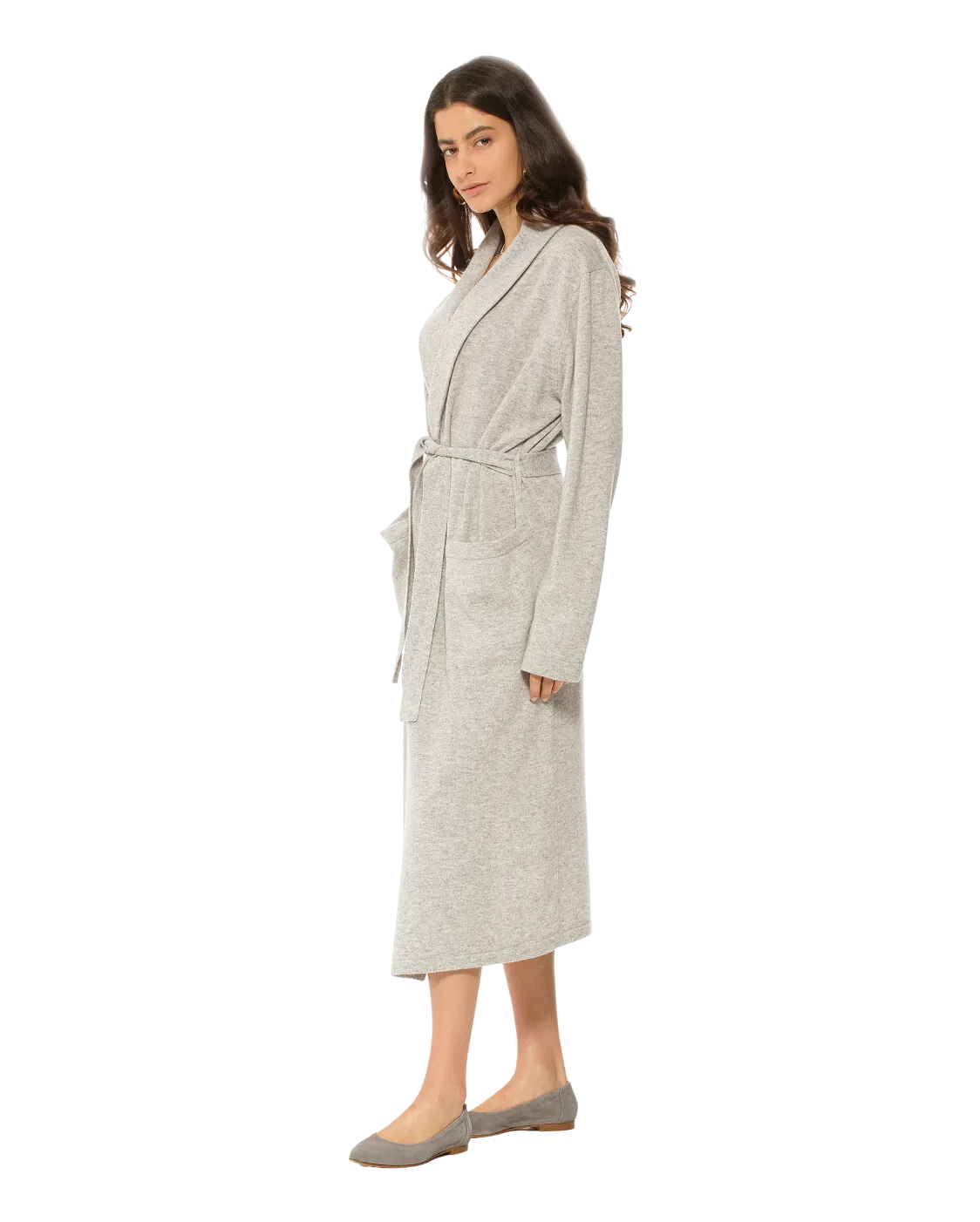 Women's Pure Cashmere Knit Robe Light Grey