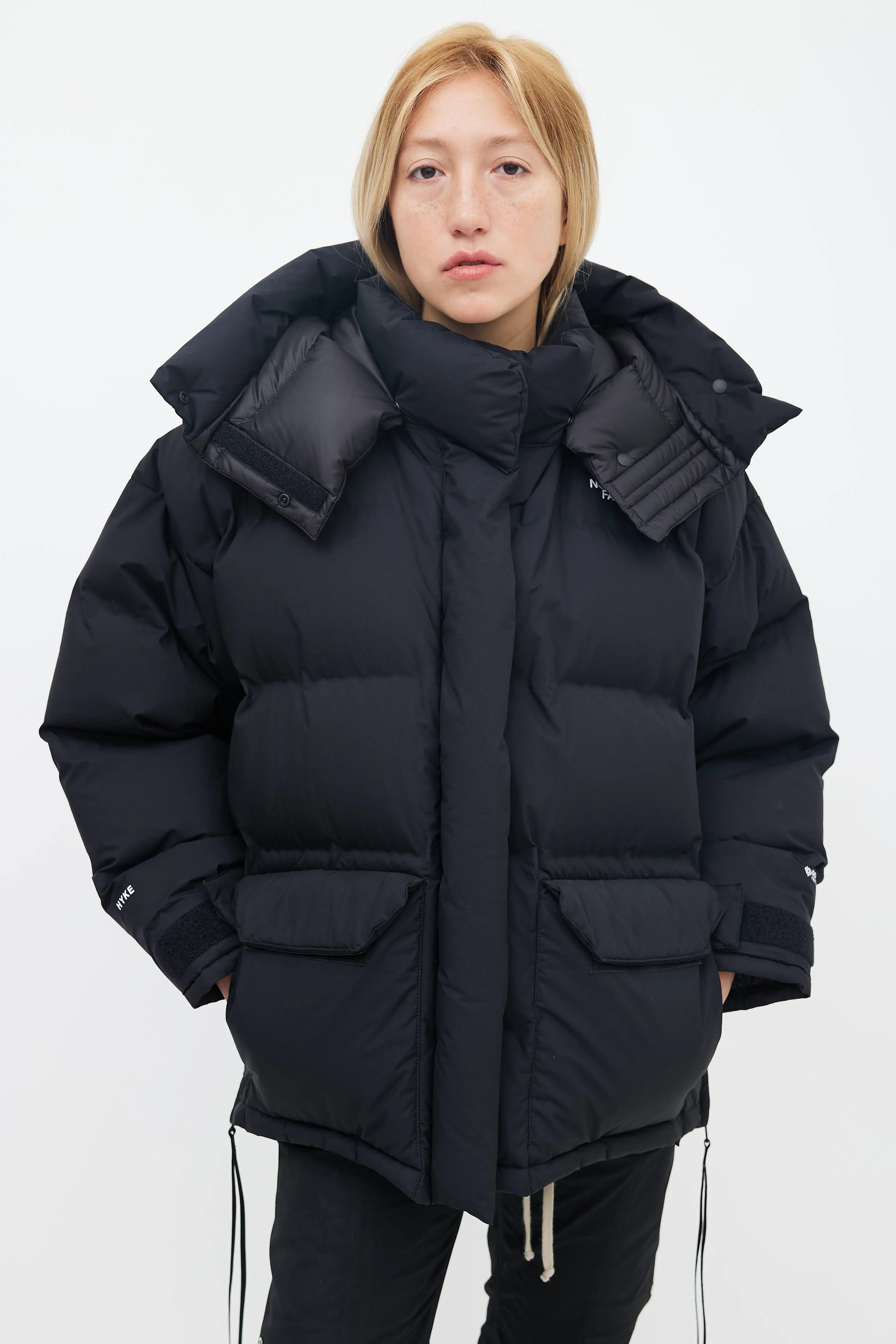 x HYKE FW 2019 Black Hooded Puffer Jacket