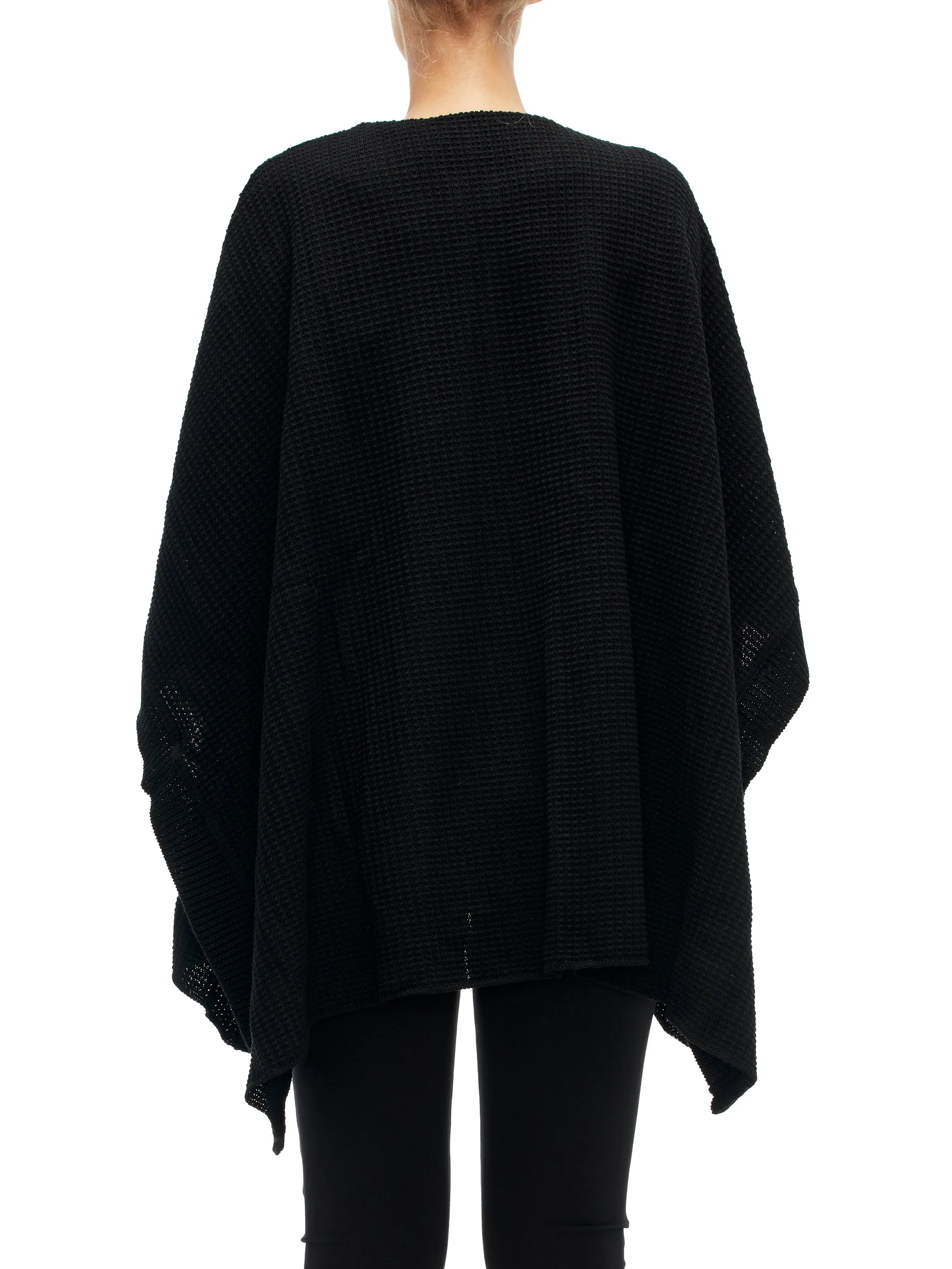 Zip Front Poncho with Leather Trim Pockets